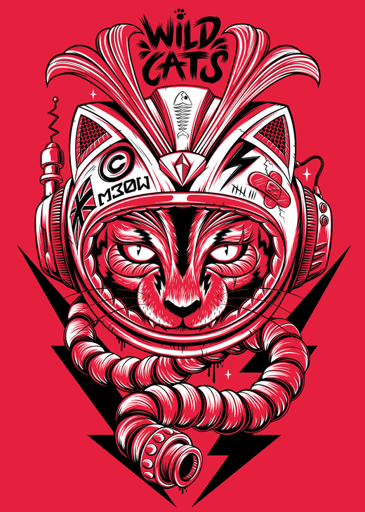 Red Central Wild Cats Illustration